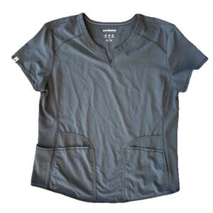 Scrubstar Women's Gray Scrub Top Size L Medical Nursing Uniform Pocket Workwear